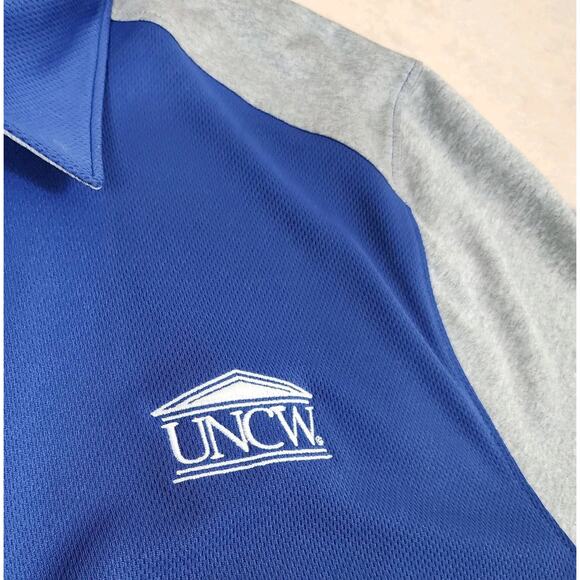 UNCW Seahawks Polo Shirt Blue gray Drytec 50+ UPF Wilmington NC COLLEGE SPORT M - Picture 10 of 10